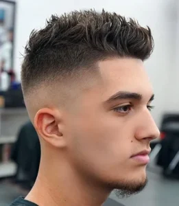 Selah selah barbershop - youthful spiky hair with mid fade. Jpg